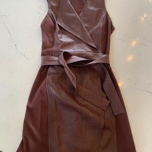 BCBG Max Azria Knit & Faux leather sheath dress